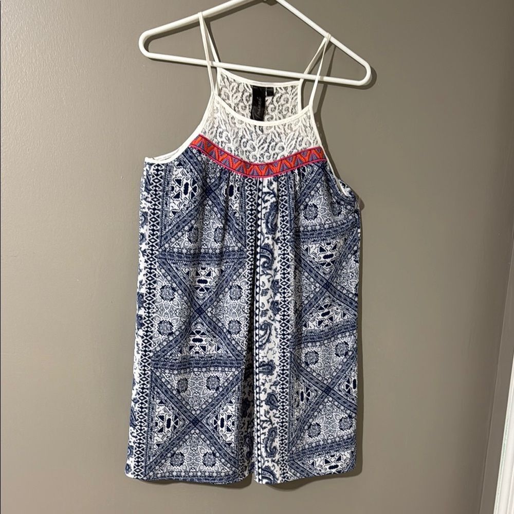 Trixxi Blue and White Sleeveless Halter Sundress